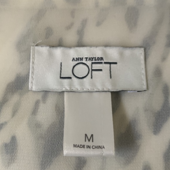 Ann Taylor Loft cream w olive/brown pattern lined sheer tank EUC - Picture 2 of 5